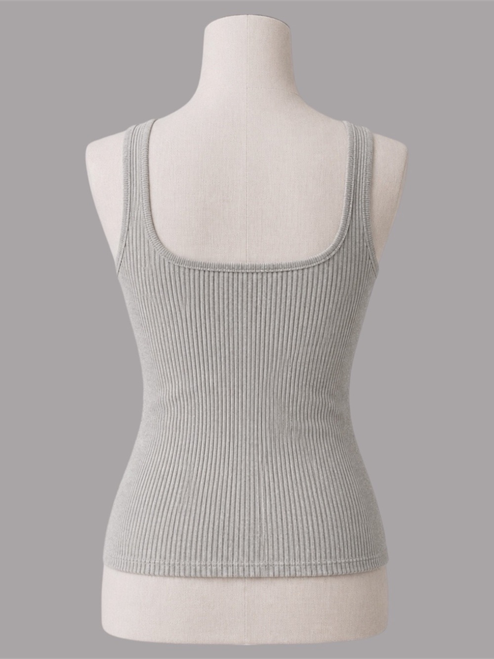 Babaton Light Gray Ribbed Knit Tank Top - Picture 4 of 5